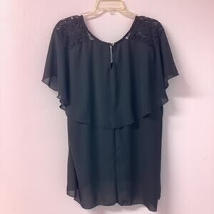 NY Collection  Black Dressy Women's Top-2X